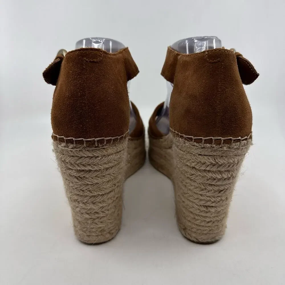 Marc Fisher Ltd Mlalida Espadrille WMN Platform Wedge Leather Brown US10M Sandal